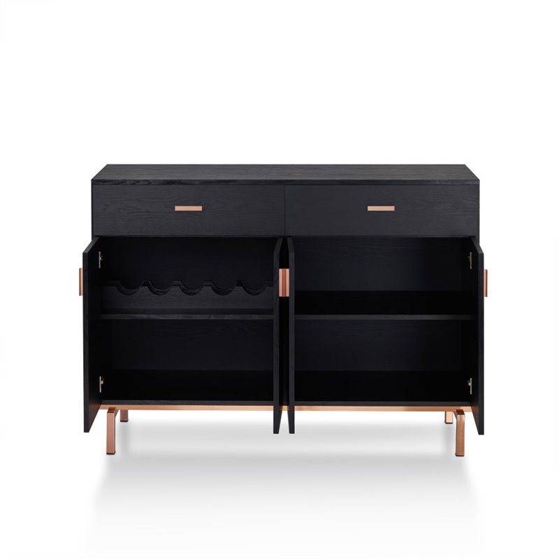 Bowery Hill MDF Black Buffet Table Rectangular 47.3