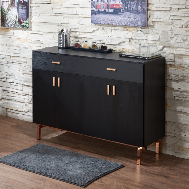 Bowery Hill MDF Black Buffet Table Rectangular 47.3