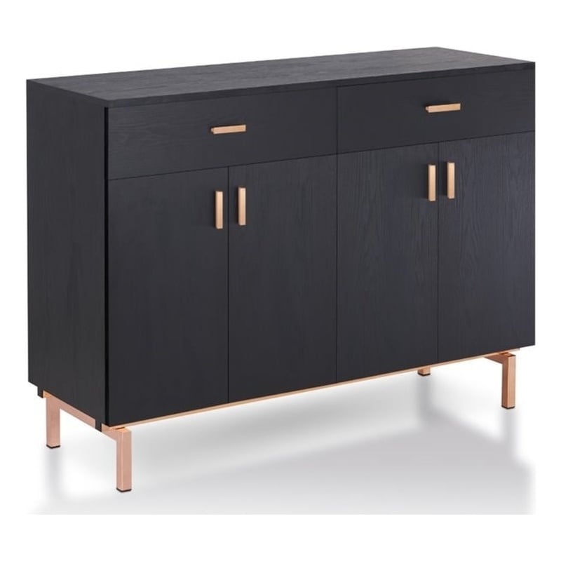 Bowery Hill MDF Black Buffet Table Rectangular 47.3