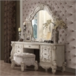 Bowery Hill Arched Top Wood Frame Bedroom Mirror in Bone White