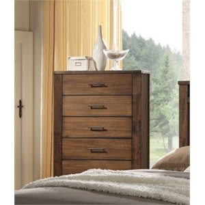 Bowery Hill Rubber Wood Oak 5-Drawer Chest 48.27&quot H x 33.86&quot W x 15.55&quot D