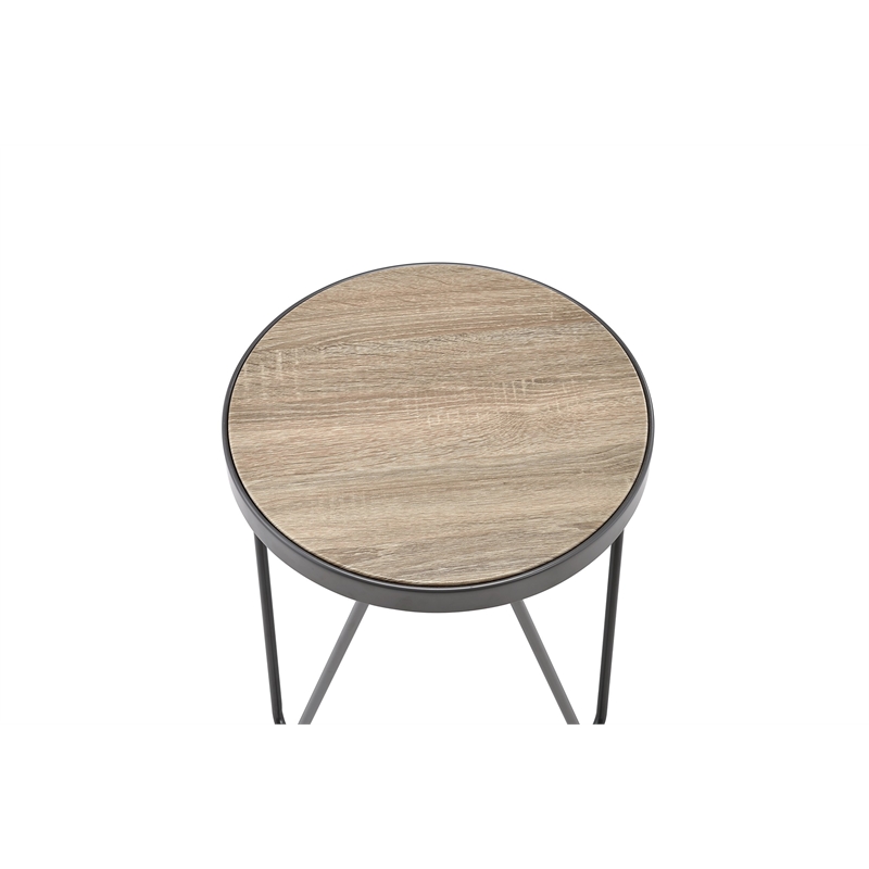 Bowery Hill Contemporary Metal End Table in Weathered Gray Oak