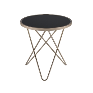 Bowery Hill End Table in Frosted Glass and Champagne