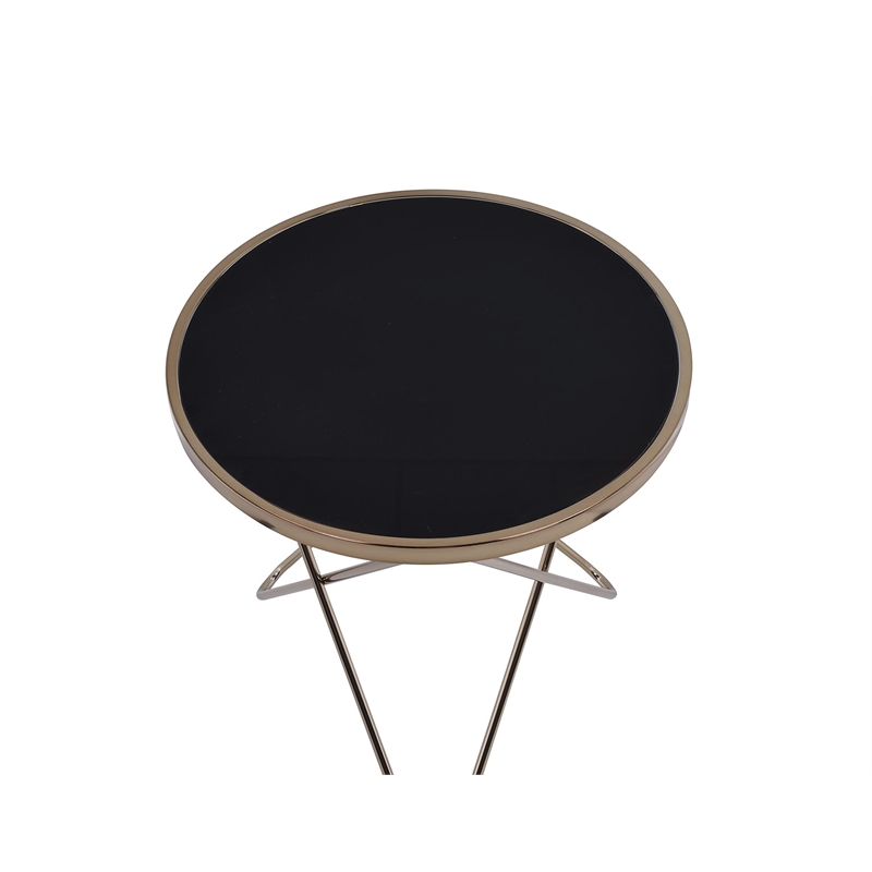 Bowery Hill End Table in Frosted Glass and Champagne