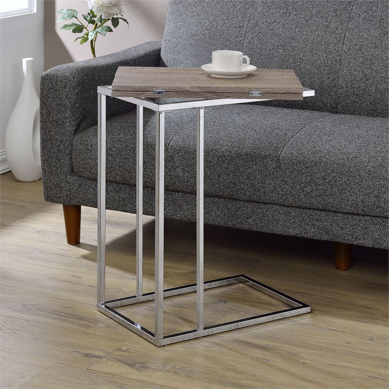 Bowery Hill End Table in Gray and Weathered Oak