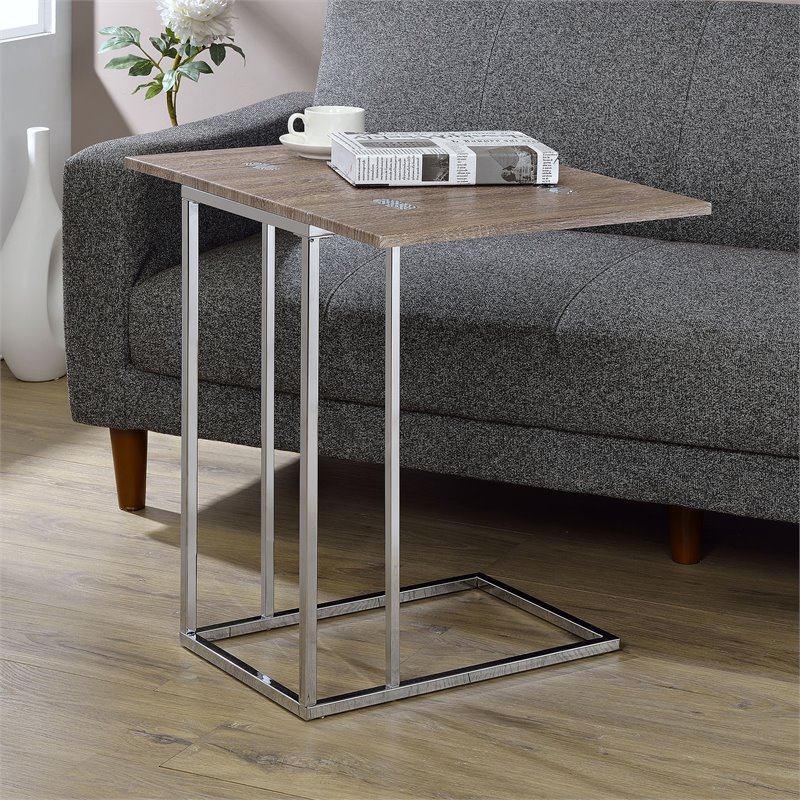 Bowery Hill End Table in Gray and Weathered Oak