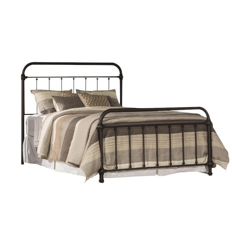 Bowery Hill Farmhouse Metal King Spindle Panel Bed in Bronze