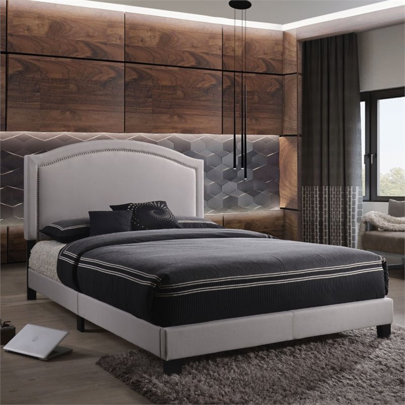 Bowery Hill Upholstered Queen Panel Bed in Fog