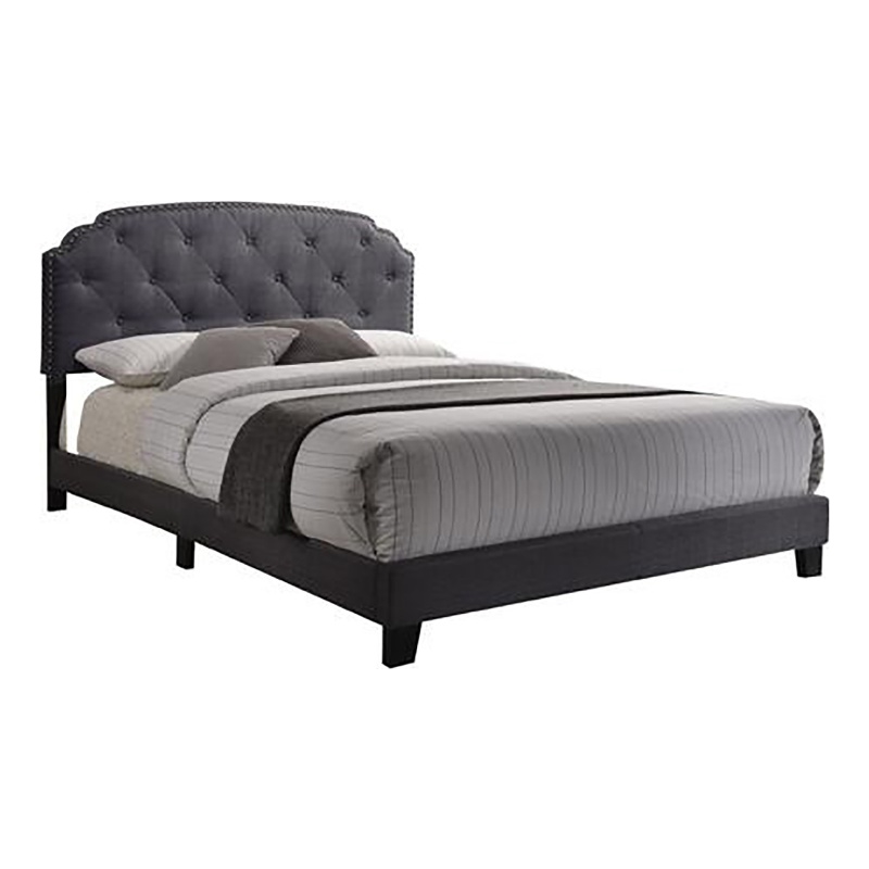 Bowery Hill Transitional Fabric Upholstered Queen Panel Bed in Gray