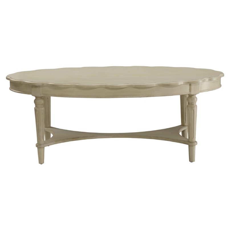 Bowery Hill Oval Coffee Table in Antique White