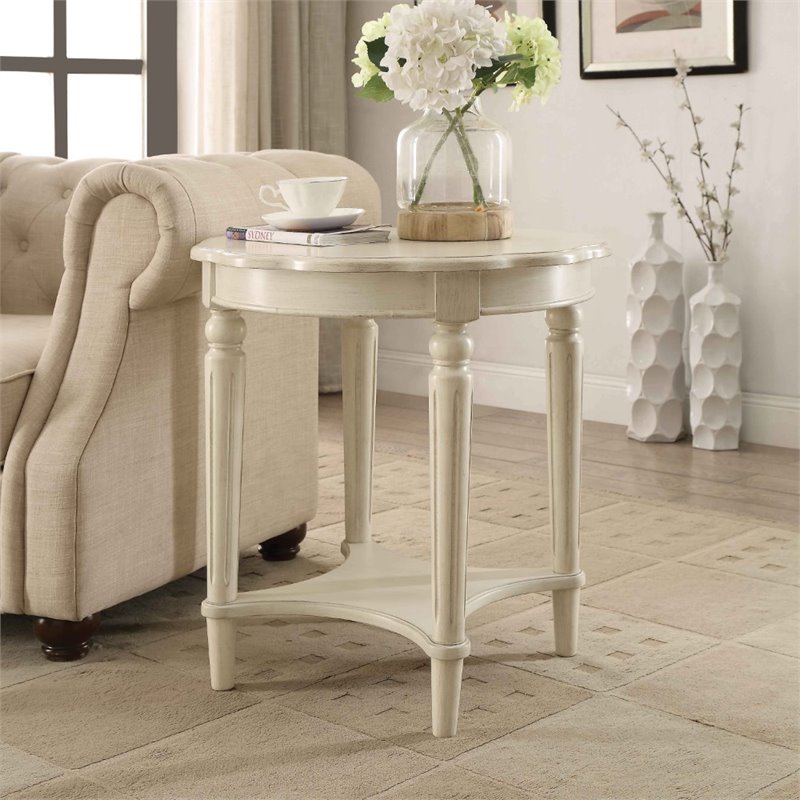 Bowery Hill End Table in Antique White