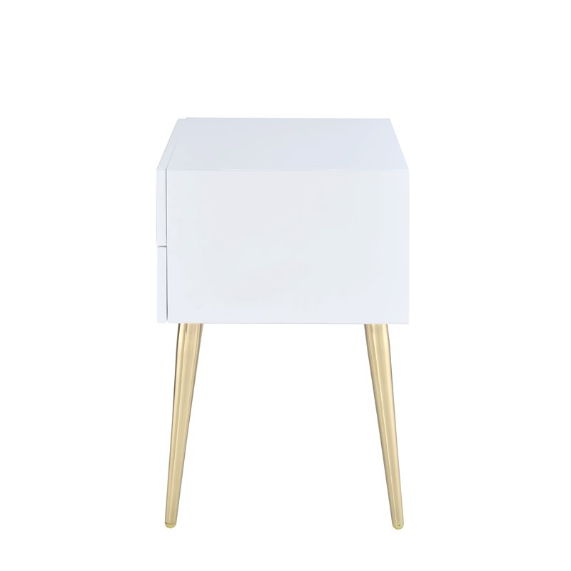 Bowery Hill Rectangular Modern Wood/Metal End Table in White/Gold