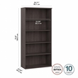 Bowery Hill 5 Shelf Bookcase in Storm Gray