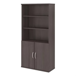 Bowery Hill Contemporary Wood 5 Shelf Bookcase in Storm Gray