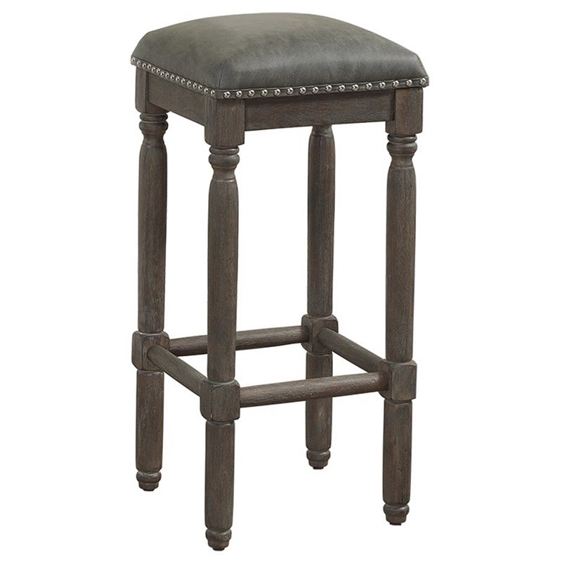 Bowery Hill Bonded Leather Driftwood Gray Counter Stool Backless 26