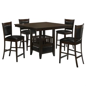 Bowery Hill Faux Leather Black 5 Piece Counter Height Dining Set Square 47&quot