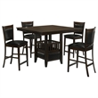 Bowery Hill Faux Leather Black 5 Piece Counter Height Dining Set Square 47
