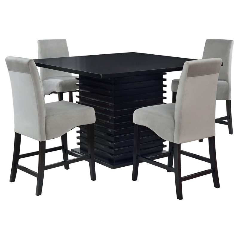 Bowery Hill 5-Piece Square Counter Height Dining Set in Black/Gray