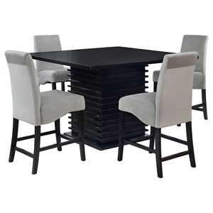 Bowery Hill 5-Piece Square Counter Height Dining Set in Black/Gray