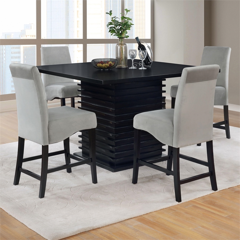 Bowery Hill 5-Piece Square Counter Height Dining Set in Black/Gray
