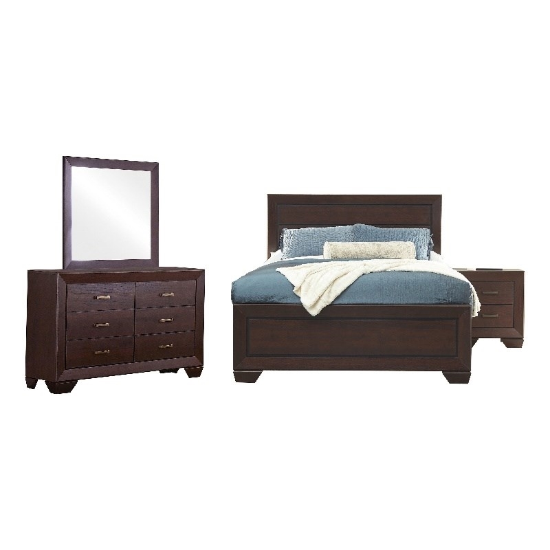 Bowery Hill Dark Cocoa Panel Bedroom Set Queen