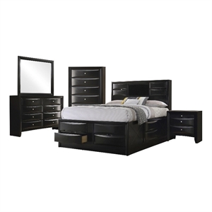 Bowery Hill Black Storage Bedroom Set King 5-Piece Adjustable Assembly Required