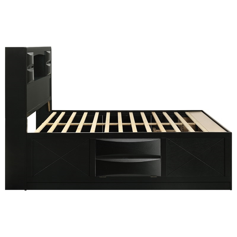 Bowery Hill Black Storage Bedroom Set King 5-Piece Adjustable Assembly Required