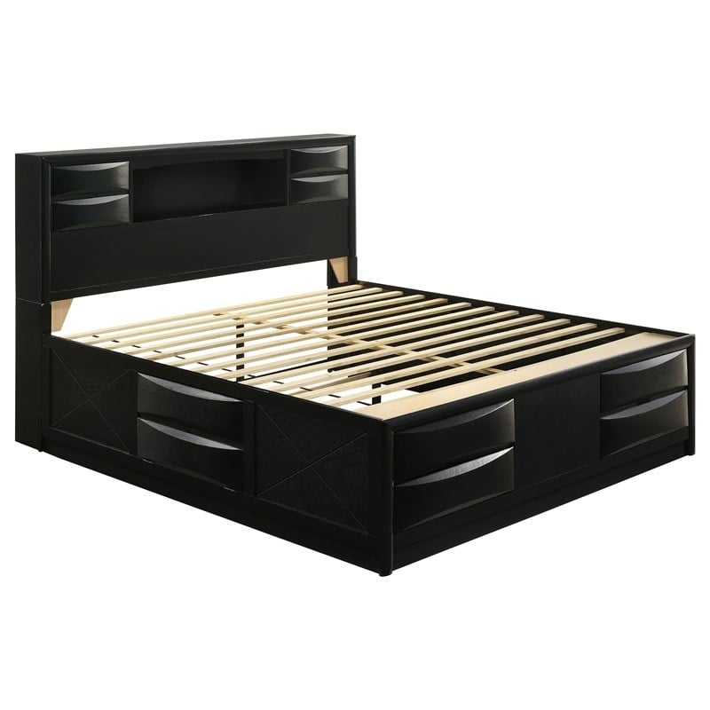 Bowery Hill Black Storage Bedroom Set King 5-Piece Adjustable Assembly Required