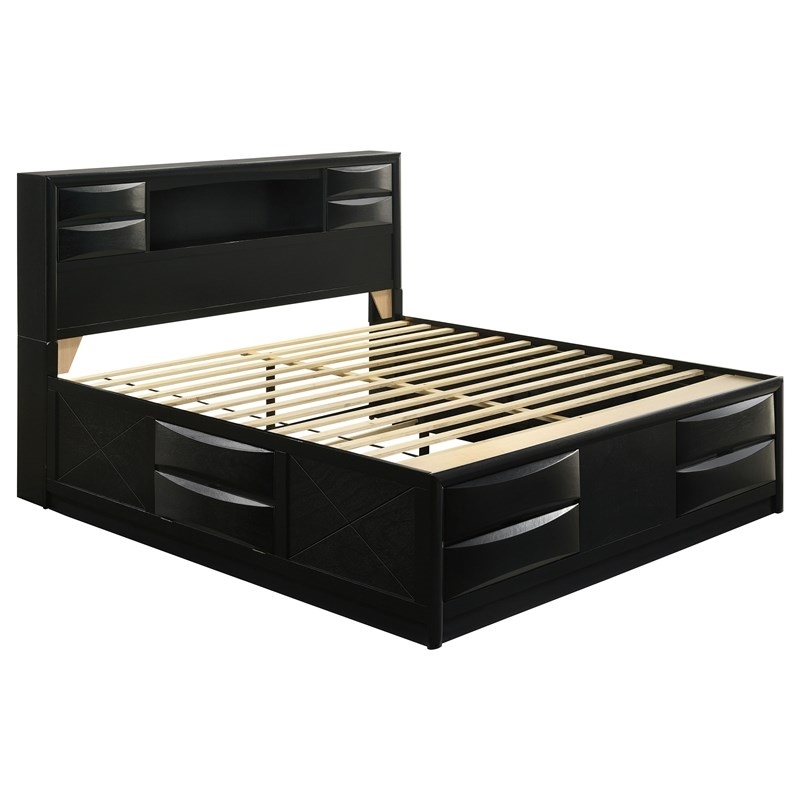 Bowery Hill Black Storage Bedroom Set King 5-Piece Adjustable Assembly Required