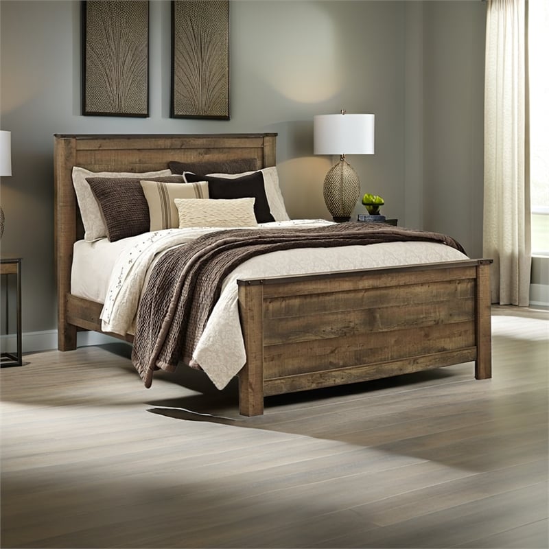 Bowery Hill Wood Mahogany Panel Bed Rectangular 64