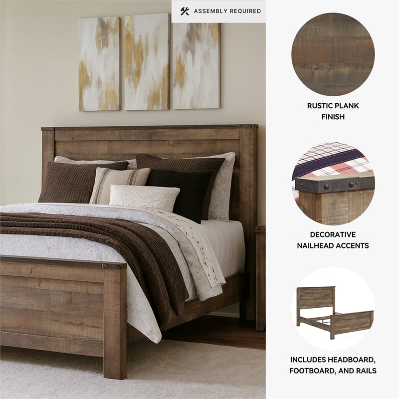 Bowery Hill Wood Mahogany Panel Bed Rectangular 64