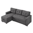 Bowery Hill Fabric Reversible/Sectional Modern Sleeper Sofa with Storage in Gray