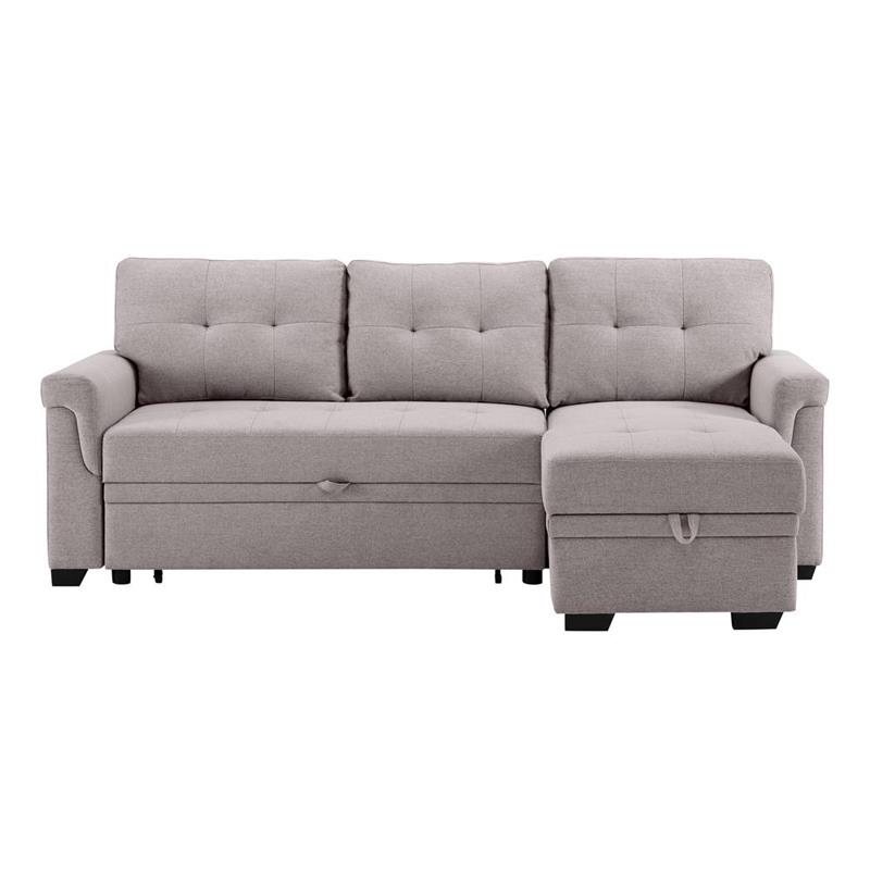 Bowery Hill Fabric Light Gray Sleeper Sofa Rectangular Reversible 42