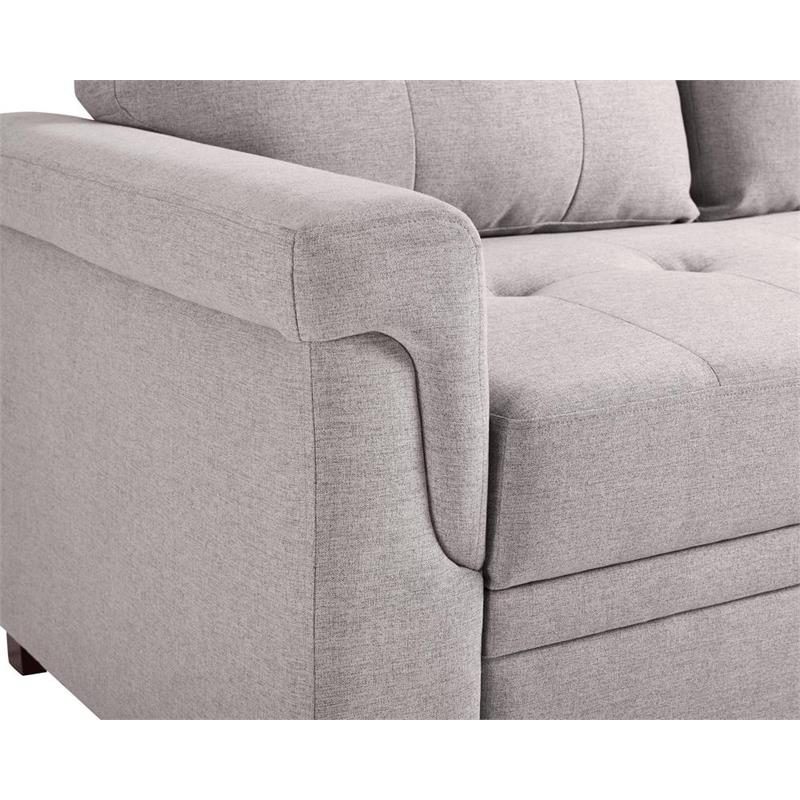Bowery Hill Fabric Light Gray Sleeper Sofa Rectangular Reversible 42