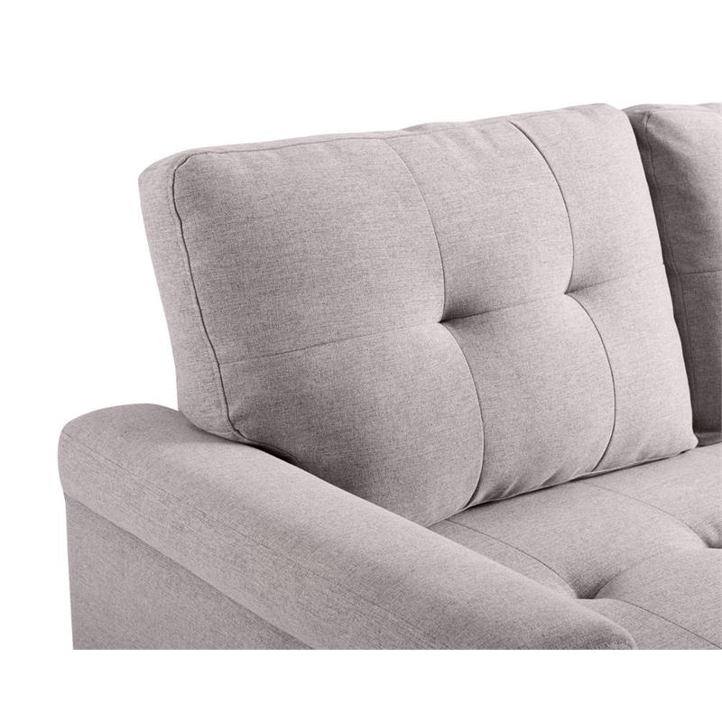 Bowery Hill Fabric Light Gray Sleeper Sofa Rectangular Reversible 42