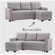 Bowery Hill Fabric Light Gray Sleeper Sofa Rectangular Reversible 42
