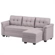 Bowery Hill Fabric Light Gray Sleeper Sofa Rectangular Reversible 42