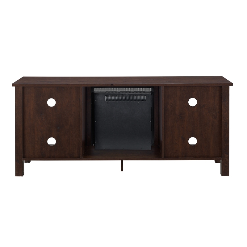 Bowery Hill Wood Brown Electric Fireplace Stand Rectangular 58