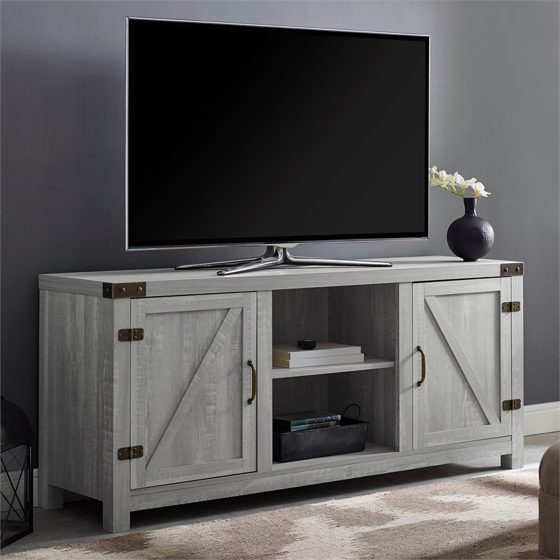 Bowery Hill Farmhouse Wood Barndoor TV Stand TVs up to 65