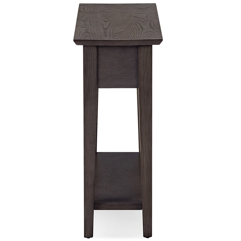 Bowery Hill Solid Wood 1 Drawer End Table in Smoke Gray
