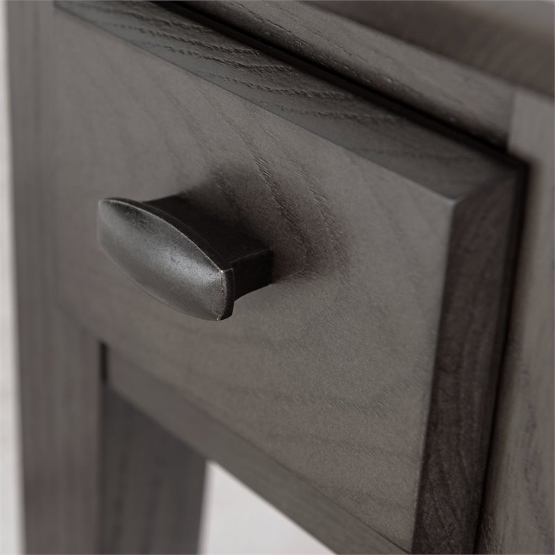 Bowery Hill Solid Wood 1 Drawer End Table in Smoke Gray