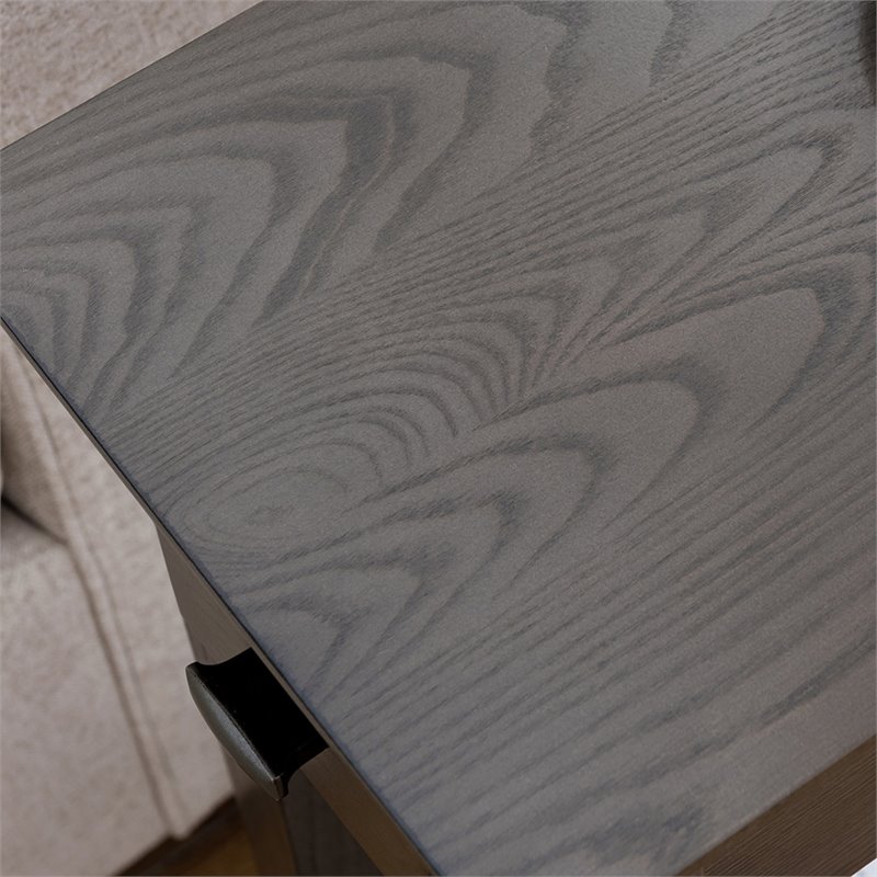 Bowery Hill Solid Wood 1 Drawer End Table in Smoke Gray