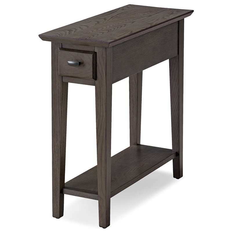 Bowery Hill Solid Wood 1 Drawer End Table in Smoke Gray