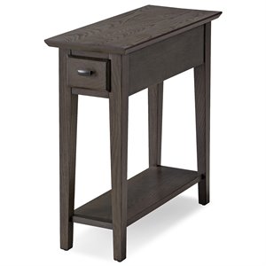 Bowery Hill Solid Wood 1 Drawer End Table in Smoke Gray