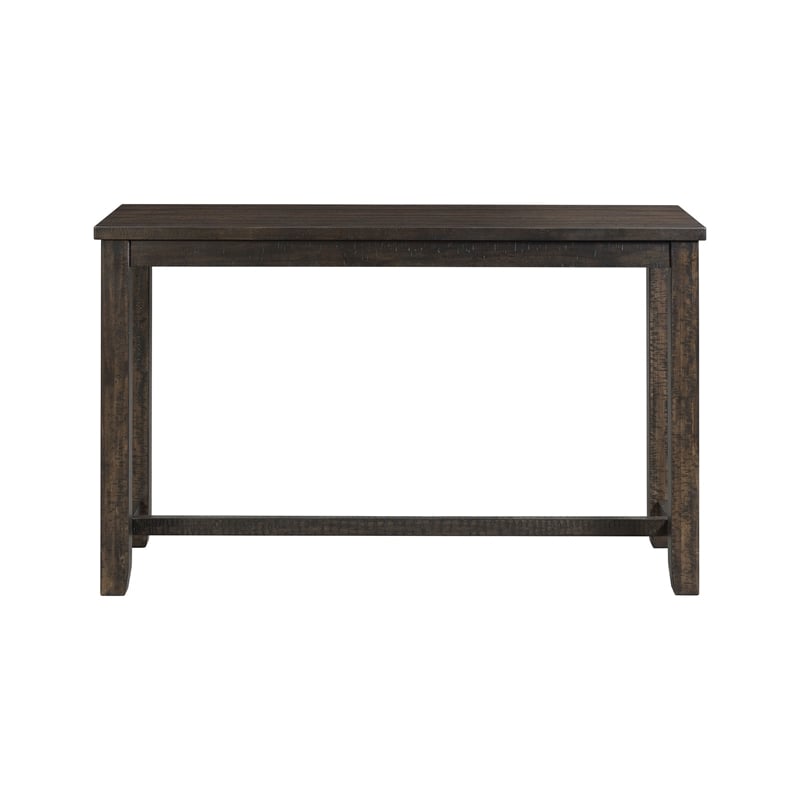 Bowery Hill Upholstered Smokey Walnut Bar Table Set Rectangular USB Ports 60