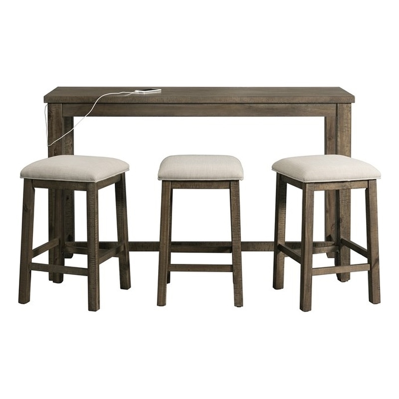 Bowery Hill Transitional Wood Gray Multipurpose Bar Table Set