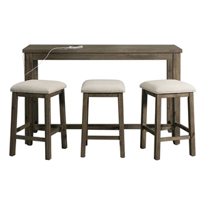 Bowery Hill Transitional Wood Gray Multipurpose Bar Table Set