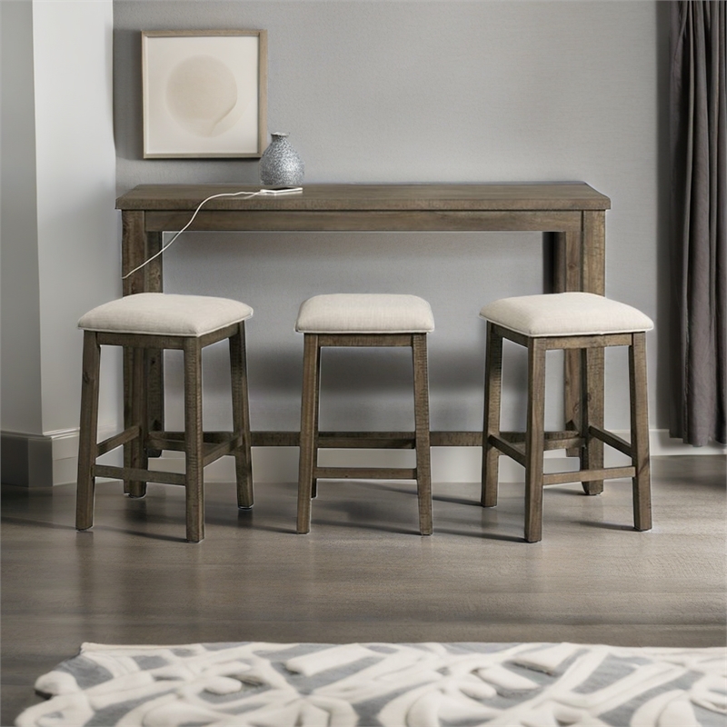 Bowery Hill Transitional Wood Gray Multipurpose Bar Table Set