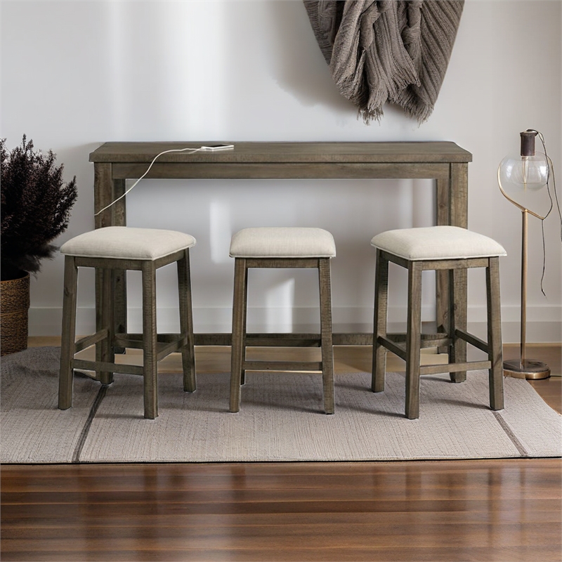 Bowery Hill Transitional Wood Gray Multipurpose Bar Table Set