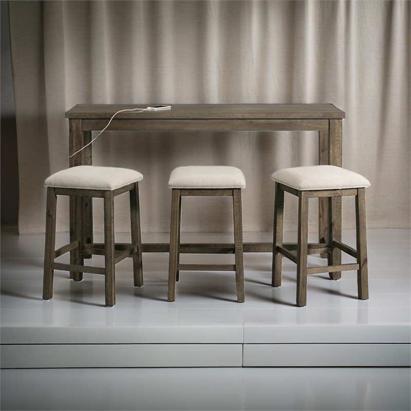 Bowery Hill Transitional Wood Gray Multipurpose Bar Table Set